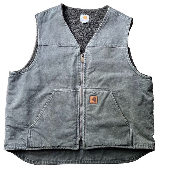 Carhartt Other - Carhartt V26 GVL Sandstone Duck Sherpa Lined Work Vest Men's XL Regular